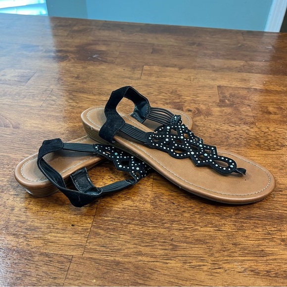 Black Rampage women’s beaded rope braid sandals size 7 - Picture 1 of 4